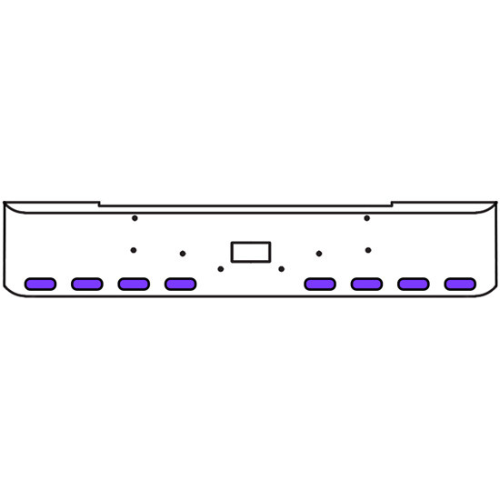 20 Inch Chrome Texas Rolled End Bumper Kit With Tow Hole And 8 Oval Amber-Purple Dual Revolution Lights With Visors For Peterbilt 362 1981 - 2002