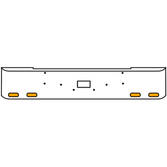 20 Inch Chrome Texas Rolled End Bumper Kit With Tow Hole And 4 Oval Amber-Clear Chrome Lights With Visors For Peterbilt 362 1981 - 2002