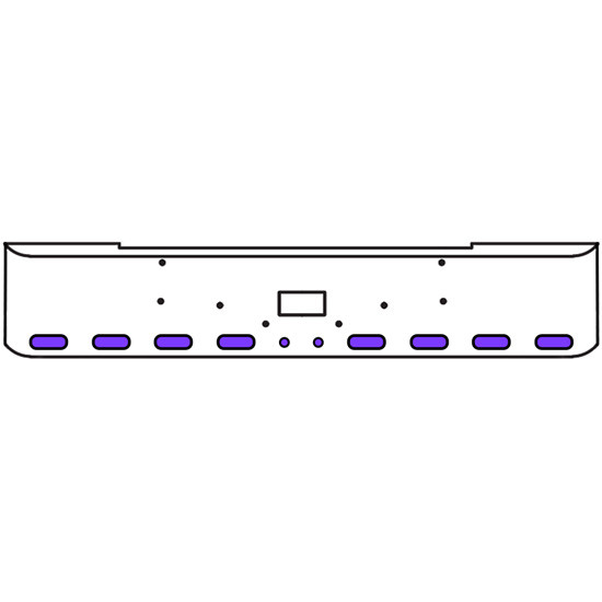 20 Inch Chrome Texas Rolled End Bumper Kit With Tow Hole And 8 Oval-2 Round 2 Inch Amber-Purple Dual Revolution Lights With Visors For Peterbilt 362 1981 - 2002