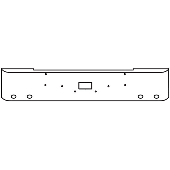 20 Inch Chrome Steel Texas Square Bumper With Mounting And Tow/Hitch Holes 4 M3 Or P3 Light Holes For Peterbilt 362 Cabover 1981 And Newer
