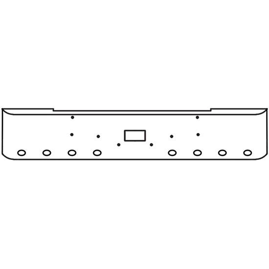 20 Inch Chrome Steel Texas Square Bumper With Mounting And Tow/Hitch Holes 8 M3 Or P3 Light Holes For Peterbilt 362 Cabover 1981 And Newer
