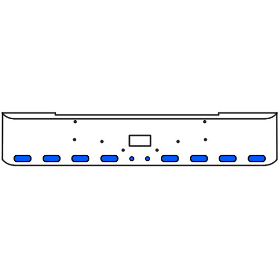 20 Inch Chrome Texas Rolled End Bumper Kit With Tow Hole And 8 Oval-2 Round 2 Inch Amber-Blue Dual Revolution Lights With Visors For Peterbilt 362 1981 - 2002