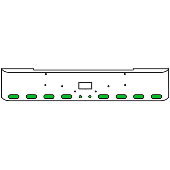 22 Inch Chrome Texas Rolled End Bumper Kit With Tow Hole And 8 Oval-2 Round 2 Inch Amber-Green Dual Revolution Lights For Peterbilt 362 1981 - 2002