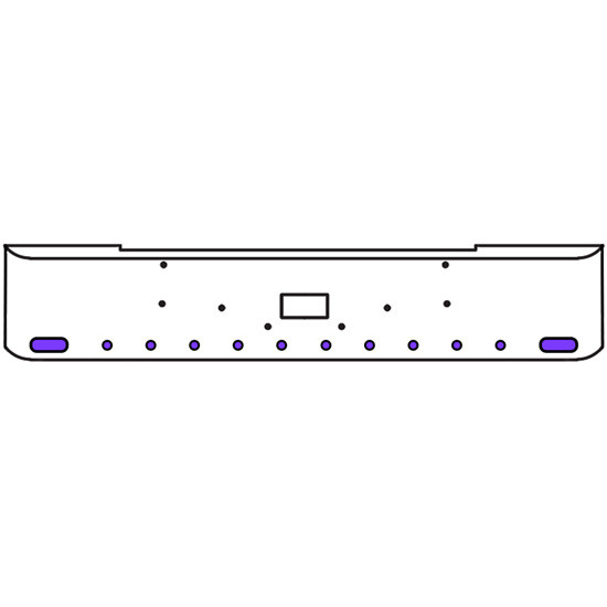 22 Inch Chrome Texas Rolled End Bumper Kit With Tow Hole And 2 Oval-10 Round 2 Inch Amber-Purple Dual Revolution Lights For Peterbilt 362 1981 - 2002