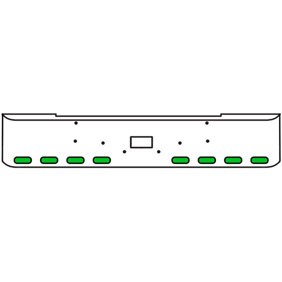 22 Inch Chrome Texas Rolled End Bumper Kit With Tow Hole And 8 Oval Amber-Green Dual Revolution Lights With Visors For Peterbilt 362 1981 - 2002