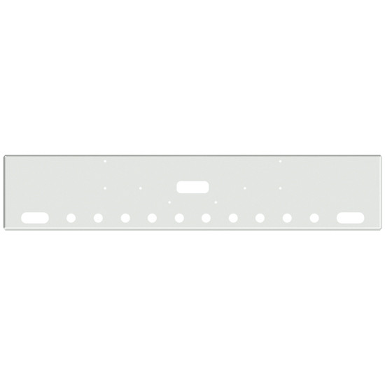 20 Inch Chrome Texas Boxed End Bumper With Tow, 2 Oval And 10 Rnd 2 Inch Light Holes In Face And 1 Rnd 2 Inch Light Holes Each End For Peterbilt 362