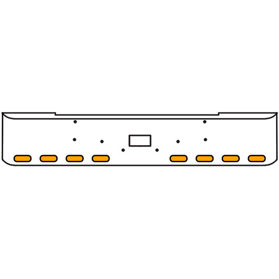 22 Inch Chrome Texas Rolled End Bumper Kit With Tow Hole And 8 Oval Amber-Clear Mirage Lights With Visors For Peterbilt 362 1981 - 2002