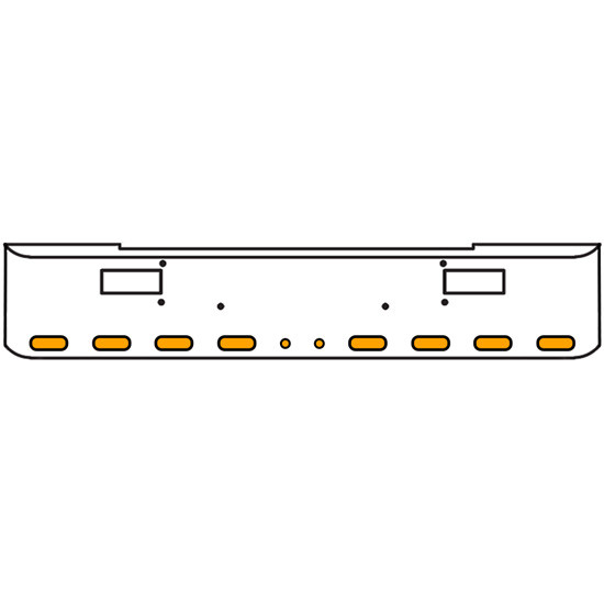 18 Inch Chrome Texas Rolled End Bumper Kit With Step Holes And 8 Oval-2 Round 2 Inch Amber Mirage Lights For Peterbilt 362 1981 - 2002