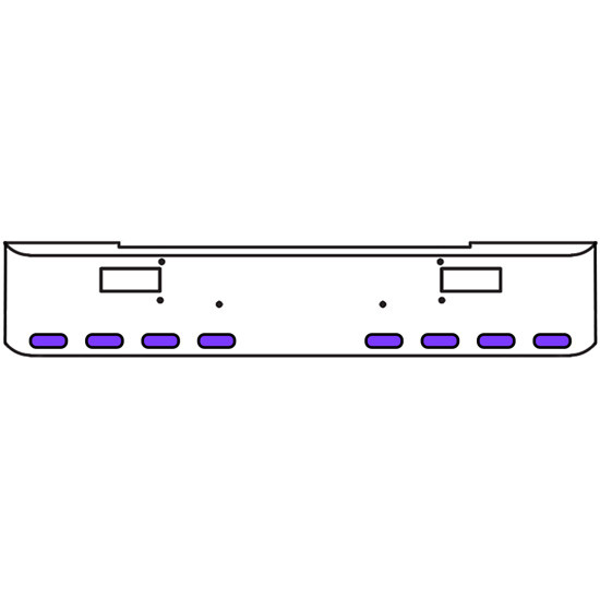 20 Inch Chrome Texas Rolled End Bumper Kit With Step Holes And 8 Oval Amber-Purple Dual Revolution Lights For Peterbilt 362 1981 - 2002