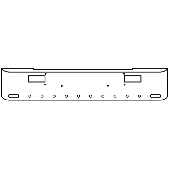 20 Inch Chrome Texas Rolled End Bumper With Step, 2 Oval And 10 - 2 Inch Round Light Holes
