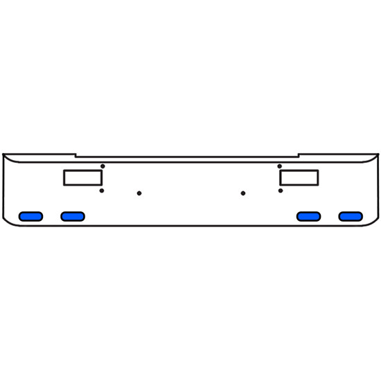 20 Inch Chrome Texas Rolled End Bumper Kit With Step Holes And 4 Oval Amber-Blue Dual Revolution Lights With Visors For Peterbilt 362 1981 - 2002