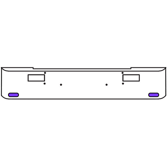20 Inch Chrome Texas Rolled End Bumper Kit With Step Holes And 2 Oval Amber-Purple Dual Revolution Lights With Visors For Peterbilt 362 1981 - 2002