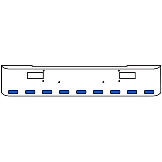 20 Inch Chrome Texas Rolled End Bumper Kit With Step Holes And 9 Oval Amber-Blue Dual Revolution Lights For Peterbilt 362 1981 - 2002