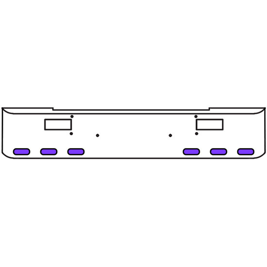 22 Inch Chrome Texas Rolled End Bumper Kit With Step Holes And 6 Oval Amber-Purple Dual Revolution Lights With Visors For Peterbilt 362 1981 - 2002