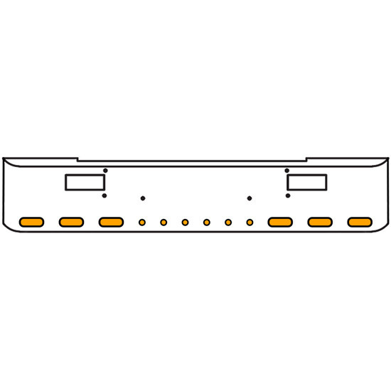 22 Inch Chrome Texas Rolled End Bumper Kit With Step Holes And 6 Oval-6 Round 2 Inch Amber Mirage Lights With Visors For Peterbilt 362 1981 - 2002