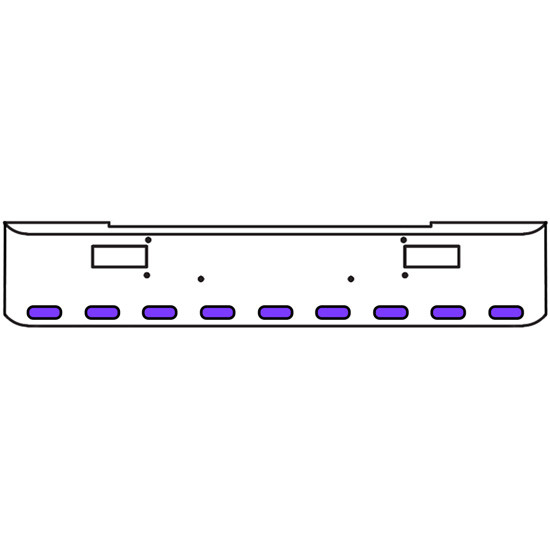 20 Inch Chrome Texas Rolled End Bumper Kit With Step Holes And 9 Oval Amber-Purple Dual Revolution Lights With Visors For Peterbilt 362 1981 - 2002