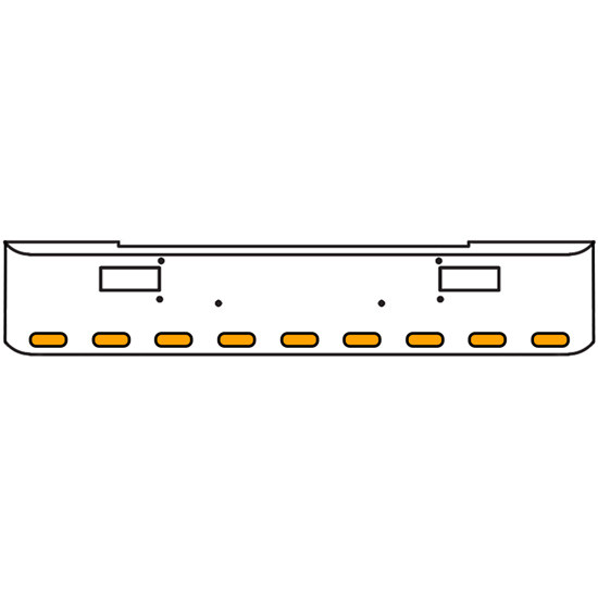 20 Inch Chrome Texas Rolled End Bumper Kit With Step Holes And 9 Oval Amber Mirage Lights With Visors For Peterbilt 362 1981 - 2002