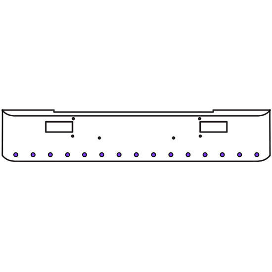 20 Inch Chrome Texas Rolled End Bumper Kit With Step Holes And 15 Round 2 Inch Amber-Purple Dual Revolution Lights With Visors For Peterbilt 362 1981 - 2002