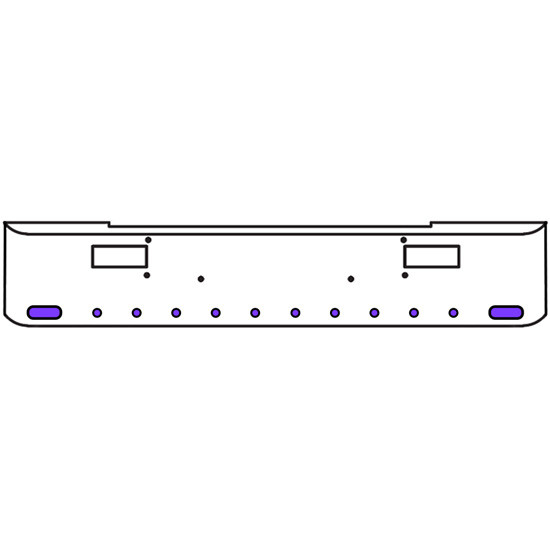 22 Inch Chrome Texas Rolled End Bumper Kit With Step Holes And 2 Oval-10 Round 2 Inch Amber-Purple Dual Revolution Lights For Peterbilt 362 1981 - 2002