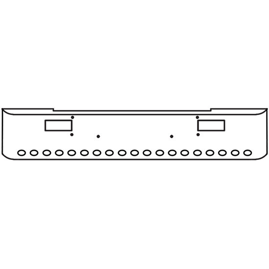 20 Inch Chrome Steel Texas Square Bumper With Mounting And Standard Step Holes 19 M3 Or P3 Light Holes For Peterbilt 362 Cabover 1981 And Newer