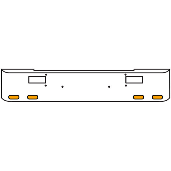 22 Inch Chrome Texas Rolled End Bumper Kit With Step Holes And 4 Oval Amber-Clear Mirage Lights With Visors For Peterbilt 362 1981 - 2002