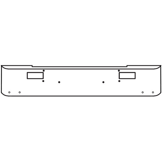 22 Inch Chrome Steel Texas Square Bumper With Mounting And Standard Step Holes 4 - 3/4 Inch Light Holes For Peterbilt 362 Cabover 1981 And Newer