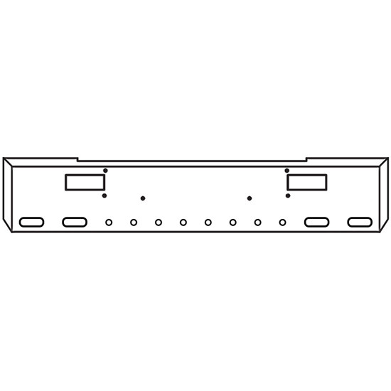 22 Inch Chrome Texas Boxed End Bumper With Step, 4 Oval And 8 - 2 Inch Light Holes For Peterbilt 362
