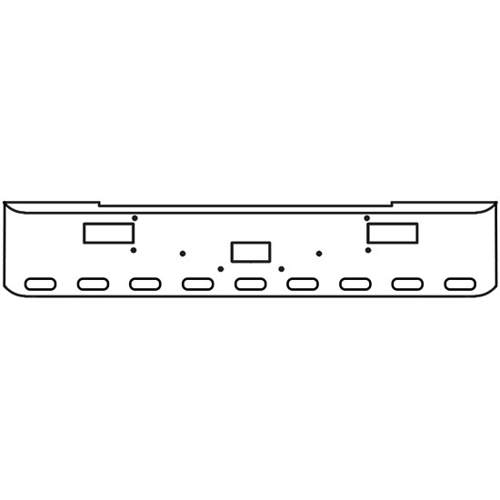18 Inch Chrome Texas Rolled End Bumper With Tow, Step, 9 Oval Light Holes For Peterbilt 362