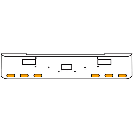 18 Inch Chrome Texas Rolled End Bumper Kit With Center Tow And Step Holes And 6 Oval Amber Mirage Lights For Peterbilt 362 1981 - 2002