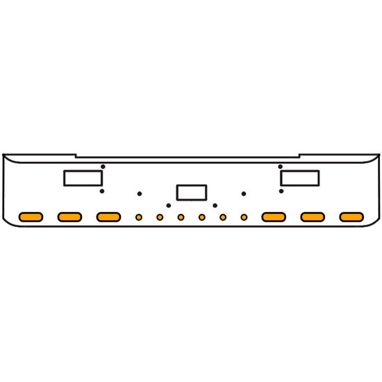 18 Inch Chrome Texas Rolled End Bumper Kit With Center Tow And Step Holes And 6 Oval-6 Round 2 Inch Amber Mirage Lights For Peterbilt 362 1981 - 2002