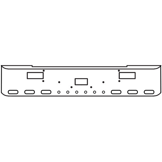 18 Inch Chrome Texas Rolled End Bumper With Tow, Step, 6 Oval And 6 - 2 Inch Round Light Holes For Peterbilt 362