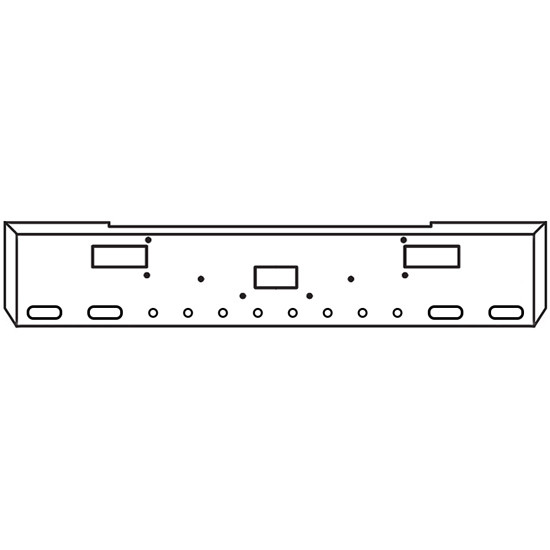 18 Inch Chrome Texas Boxed End Bumper With Center Tow, Step, 4 Oval And 8 - 2 Inch Light Holes For Peterbilt 362