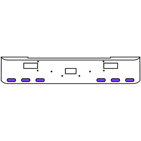 18 Inch Chrome Texas Rolled End Bumper Kit With Center Tow And Step Holes And 6 Oval Amber-Purple Dual Revolution Lights With Visors For Peterbilt 362 1981 - 2002