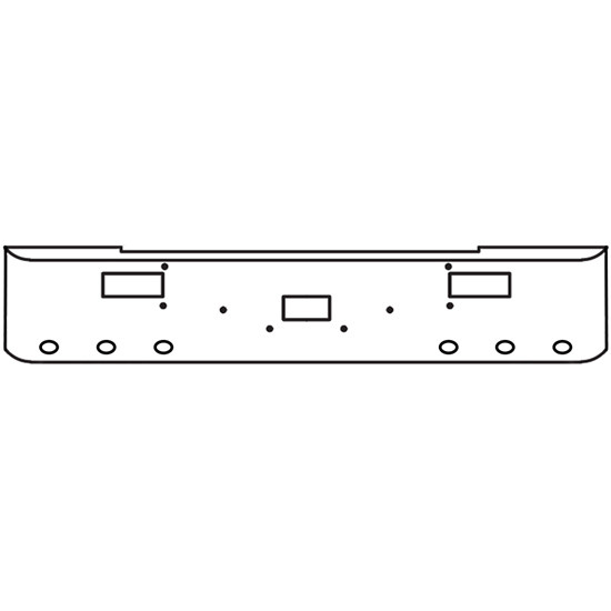 18 Inch Chrome Steel Texas Square Rolled End Bumper With Mounting, Standard Step And Tow/Hitch Holes 6 M3 Or P3 Light Holes For Peterbilt 362 Cabover 1981 And Newer