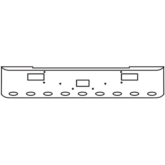 18 Inch Chrome Steel Texas Square Rolled End Bumper With Mounting, Standard Step And Tow/Hitch Holes 9 M1 Millennium Light Holes For Peterbilt 362 Cabover 1981 And Newer