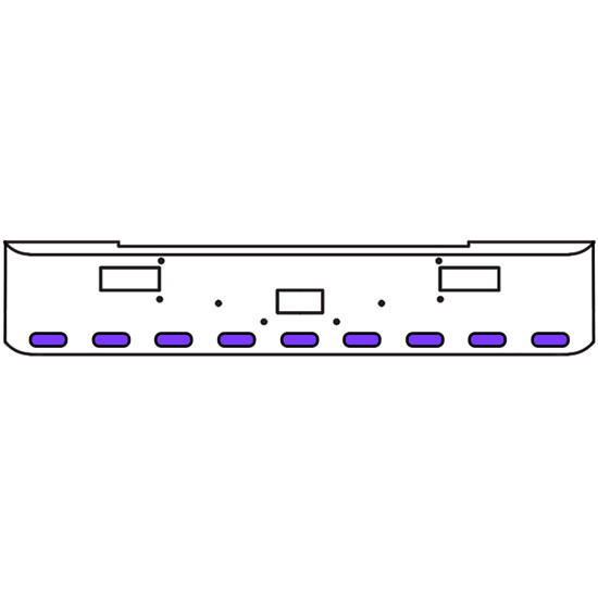18 Inch Chrome Texas Rolled End Bumper Kit With Center Tow And Step Holes And 9 Oval Amber-Purple Dual Revolution Lights With Visors For Peterbilt 362 1981 - 2002