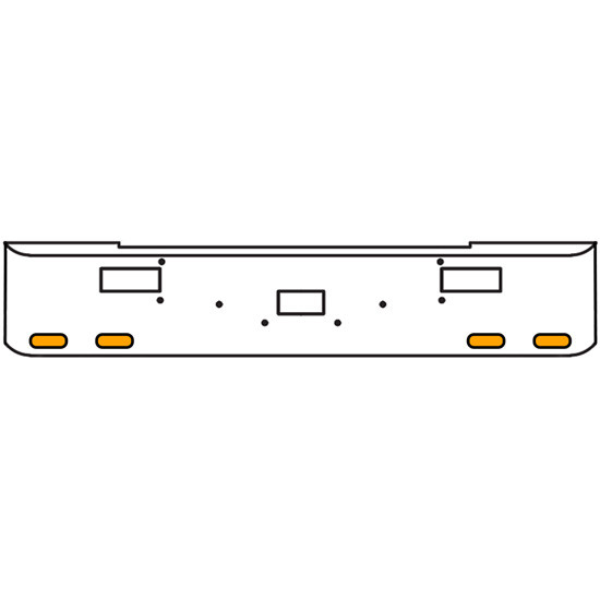 20 Inch Chrome Texas Rolled End Bumper Kit With Center Tow And Step Holes And 4 Oval Amber Mirage Lights With Visors For Peterbilt 362 1981 - 2002