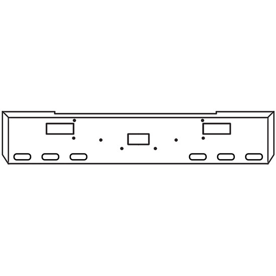 18 Inch Chrome Texas Boxed End Bumper With Center Tow, Step, 6 Oval Light Holes For Peterbilt 362