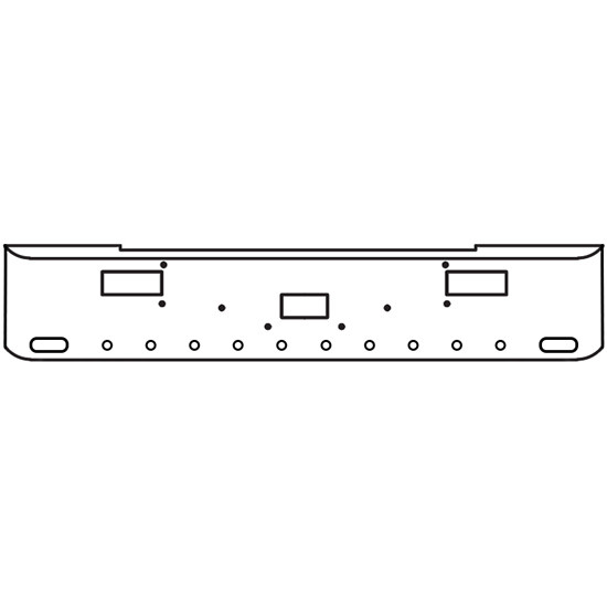 20 Inch Chrome Texas Rolled End Bumper With Tow, Step, 2 Oval And 10 - 2 Inch Round Light Holes