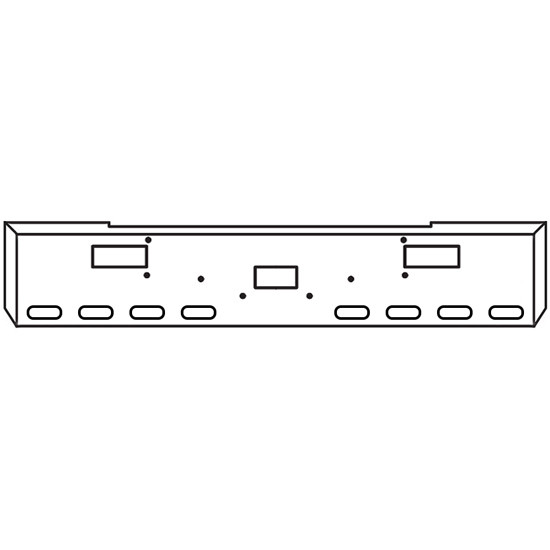 18 Inch Chrome Texas Boxed End Bumper With Center Tow, Step, 8 Oval Light Holes For Peterbilt 362