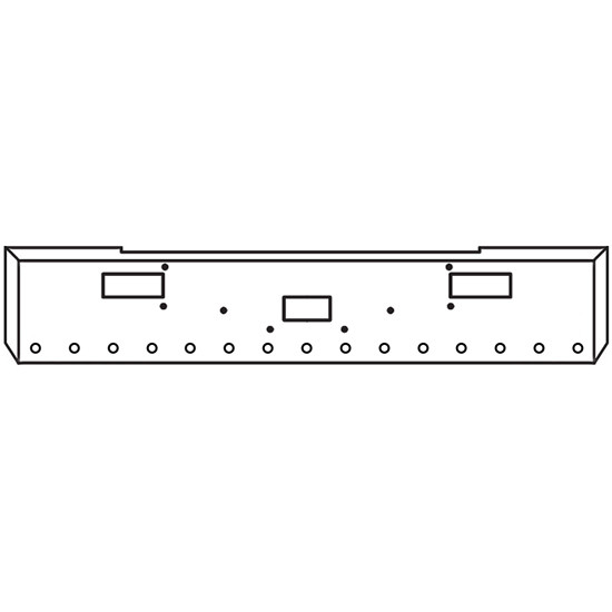 20 Inch Chrome Road Runner Mitered End Bumper With Tow, Step, 15 - 2 Inch Round Light Holes For Peterbilt 362 1981 - 2002