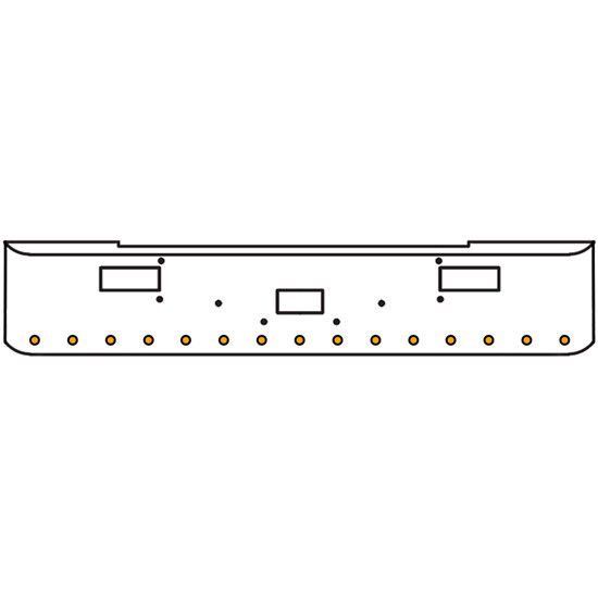 20 Inch Chrome Texas Rolled End Bumper Kit With Center Tow And Step Holes And 15 Round 2 Inch Amber-Clear Vantage Lights For Peterbilt 362 1981 - 2002