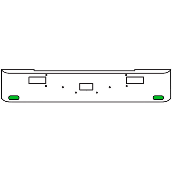20 Inch Chrome Texas Rolled End Bumper Kit With Center Tow And Step Holes And 2 Oval Amber-Green Dual Revolution Lights With Visors For Peterbilt 362 1981 - 2002