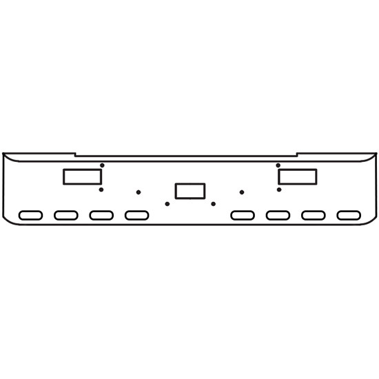 22 Inch Chrome Texas Rolled End Bumper With Tow, Step, 8 Oval Light Holes
