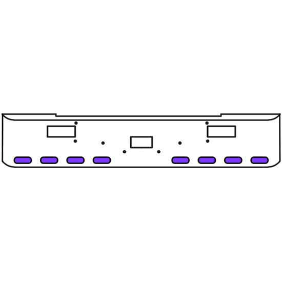 20 Inch Chrome Texas Rolled End Bumper Kit With Center Tow And Step Holes And 8 Oval Amber-Purple Dual Revolution Lights For Peterbilt 362 1981 - 2002