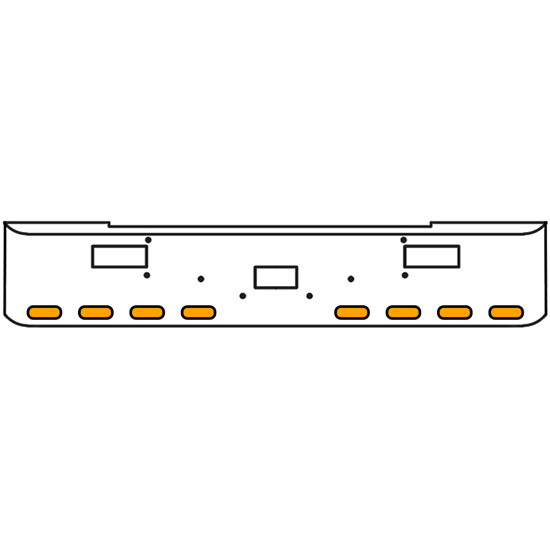 20 Inch Chrome Texas Rolled End Bumper Kit With Center Tow And Step Holes And 8 Oval Amber Mirage Lights For Peterbilt 362 1981 - 2002