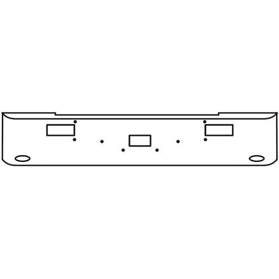 20 Inch Chrome Steel Texas Square Bumper With Mounting, Standard Step And Tow/Hitch Holes 2 M1 Millennium Light Holes For Peterbilt 362 Cabover 1981 And Newer