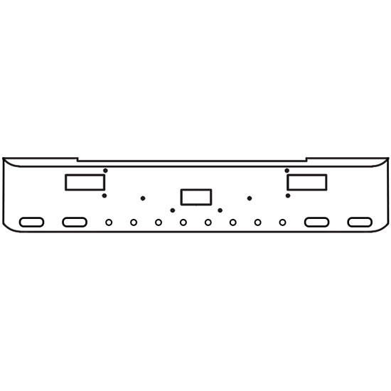 22 Inch Chrome Texas Rolled End Bumper With Tow, Step, 4 Oval And 8 - 2 Inch Round Light Holes