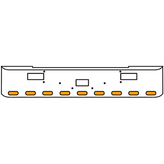 22 Inch Chrome Texas Rolled End Bumper Kit With Center Tow And Step Holes And 9 Oval Amber-Clear Chrome Lights For Peterbilt 362 1981 - 2002