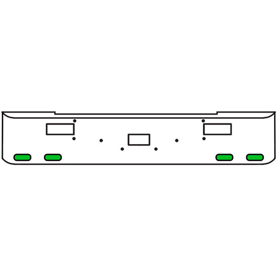 22 Inch Chrome Texas Rolled End Bumper Kit With Center Tow And Step Holes And 4 Oval Amber-Green Dual Revolution Lights For Peterbilt 362 1981 - 2002